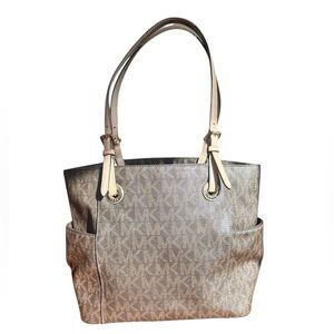 Michael Kors Brown Leather Signature Monogram  Tote